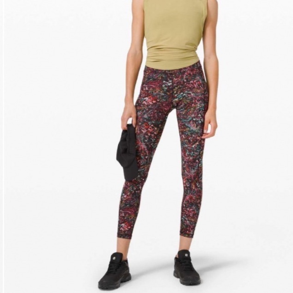 Lululemon Fast and Free High-Rise Tight 25 Floral Flux Multi Nulux Leggings Sz 4